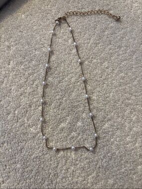 Delicate Gold Pearl Station Necklace - Women's Jewelry